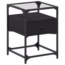 vidaXL Bedside Cabinets Nightstand Bed Cabinet 2 pcs Black Engineered Wood - black, 2 pcs - Additional view 4