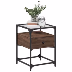 vidaXL Bedside Cabinets Nightstand Bed Cabinet 2 pcs Black Engineered Wood - brown oak, 2 pcs - Additional view 2