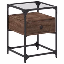 vidaXL Bedside Cabinets Nightstand Bed Cabinet 2 pcs Black Engineered Wood - brown oak, 2 pcs - Additional view 4