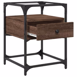 vidaXL Bedside Cabinets Nightstand Bed Cabinet 2 pcs Black Engineered Wood - brown oak, 2 pcs - Additional view 7
