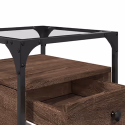 vidaXL Bedside Cabinets Nightstand Bed Cabinet 2 pcs Black Engineered Wood - brown oak, 2 pcs - Additional view 8