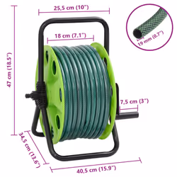 ) vidaXL Green Hose Reel Cart with Hose Pipe Reel Cart Water Hose Trolley PVC - without double couplers, 50 m/ 20 m (0.75'' - Additional view 3
