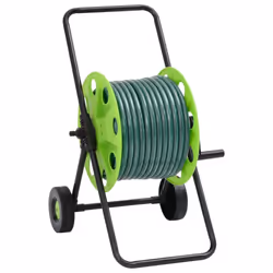) vidaXL Green Hose Reel Cart with Hose Pipe Reel Cart Water Hose Trolley PVC - without double couplers, 60 m/ 20 m (0.75''