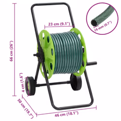) vidaXL Green Hose Reel Cart with Hose Pipe Reel Cart Water Hose Trolley PVC - without double couplers, 60 m/ 20 m (0.75''
