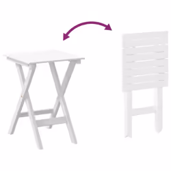 vidaXL Rocking Chair with Foldable Table Garden Chair White Solid Wood Poplar - Additional view 4