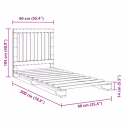 vidaXL Bed Frame with Headboard Home Bed Base Grey 90x200 cm Solid Wood Pine - Additional view 10