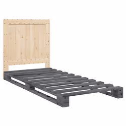 vidaXL Bed Frame with Headboard Home Bed Base Grey 90x200 cm Solid Wood Pine - Additional view 2