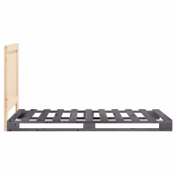 vidaXL Bed Frame with Headboard Home Bed Base Grey 90x200 cm Solid Wood Pine - Additional view 7