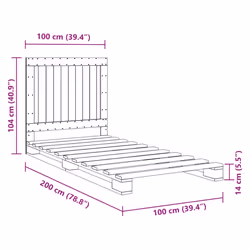 vidaXL Bed Frame with Headboard Home Bed Base Grey 100x200 cm Solid Wood Pine