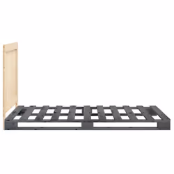 vidaXL Bed Frame with Headboard Home Bed Base Grey 100x200 cm Solid Wood Pine - Additional view 7