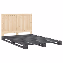 vidaXL Bed Frame with Headboard Home Bed Base Grey 140x200 cm Solid Wood Pine