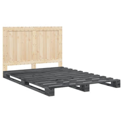 vidaXL Bed Frame with Headboard Home Bed Base Grey 140x200 cm Solid Wood Pine