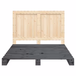 vidaXL Bed Frame with Headboard Home Bed Base Grey 140x200 cm Solid Wood Pine - Additional view 5