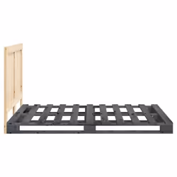vidaXL Bed Frame with Headboard Home Bed Base Grey 140x200 cm Solid Wood Pine - Additional view 7