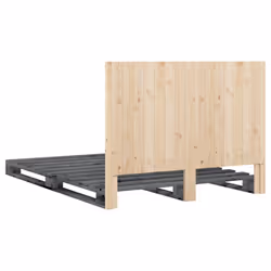 vidaXL Bed Frame with Headboard Home Bed Base Grey 140x200 cm Solid Wood Pine - Additional view 8