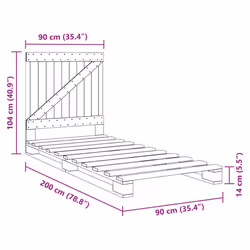 vidaXL Bed Frame with Headboard Home Bed Base Grey 90x200 cm Solid Wood Pine - Additional view 3