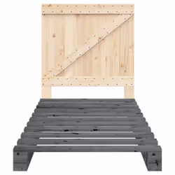 vidaXL Bed Frame with Headboard Home Bed Base Grey 90x200 cm Solid Wood Pine - Additional view 4