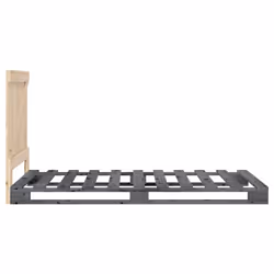 vidaXL Bed Frame with Headboard Home Bed Base Grey 90x200 cm Solid Wood Pine - Additional view 7