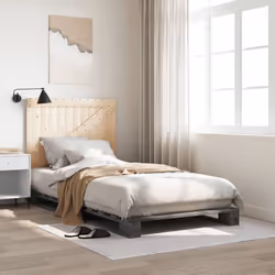 vidaXL Bed Frame with Headboard Home Bed Base Grey 100x200 cm Solid Wood Pine