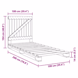 vidaXL Bed Frame with Headboard Home Bed Base Grey 100x200 cm Solid Wood Pine
