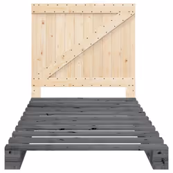 vidaXL Bed Frame with Headboard Home Bed Base Grey 100x200 cm Solid Wood Pine - Additional view 4