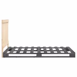 vidaXL Bed Frame with Headboard Home Bed Base Grey 100x200 cm Solid Wood Pine - Additional view 7
