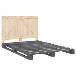 vidaXL Bed Frame with Headboard Home Bed Base Grey 140x200 cm Solid Wood Pine