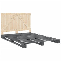 vidaXL Bed Frame with Headboard Home Bed Base Grey 140x200 cm Solid Wood Pine