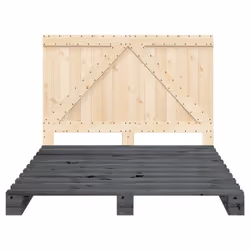 vidaXL Bed Frame with Headboard Home Bed Base Grey 140x200 cm Solid Wood Pine - Additional view 4