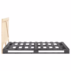 vidaXL Bed Frame with Headboard Home Bed Base Grey 140x200 cm Solid Wood Pine - Additional view 7