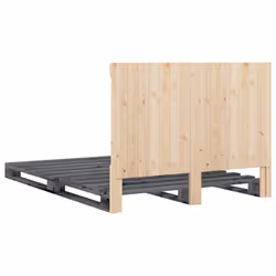 vidaXL Bed Frame with Headboard Home Bed Base Grey 140x200 cm Solid Wood Pine - Additional view 8