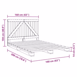 vidaXL Bed Frame with Headboard Home Bed Base Grey 160x200 cm Solid Wood Pine