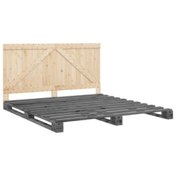 vidaXL Bed Frame with Headboard Home Bed Base Grey 200x200 cm Solid Wood Pine