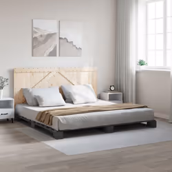 vidaXL Bed Frame with Headboard Home Bed Base Grey 200x200 cm Solid Wood Pine