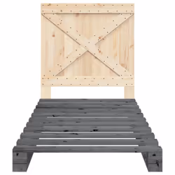 vidaXL Bed Frame with Headboard Home Bed Base Grey 90x200 cm Solid Wood Pine - Additional view 4