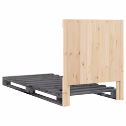 vidaXL Bed Frame with Headboard Home Bed Base Grey 90x200 cm Solid Wood Pine - Additional view 8