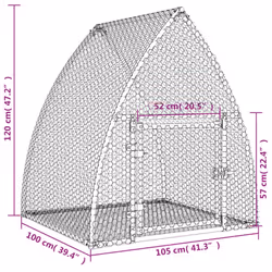 vidaXL Rabbit Hutch Outdoor Rabbit Cage Rabbit House Silver Galvanised Steel - 105 x 100 x 120 cm