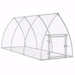 vidaXL Rabbit Hutch Outdoor Rabbit Cage Rabbit House Silver Galvanised Steel - 105 x 300 x 120 cm