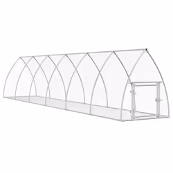 vidaXL Rabbit Hutch Outdoor Rabbit Cage Rabbit House Silver Galvanised Steel - 105 x 600 x 120 cm