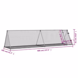 vidaXL Rabbit Hutch Outdoor Rabbit Hutch Rabbit House Silver Galvanised Steel - Additional view 8