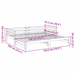 vidaXL Daybed with Trundle Sofa Bed Couch Wax Brown 90x190 cm Solid Wood Pine