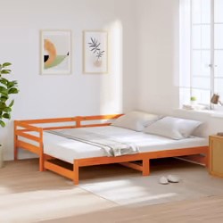 vidaXL Daybed with Trundle Sofa Bed Couch Wax Brown 80x200 cm Solid Wood Pine - Additional view 2