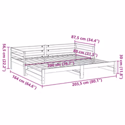 vidaXL Daybed with Trundle Sofa Bed Couch Wax Brown 80x200 cm Solid Wood Pine - Additional view 3