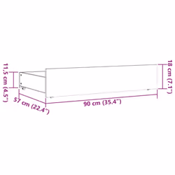 vidaXL Bed Drawers Bedroom Wooden Bed Box Storage Unit 4 pcs Solid Wood Pine - 90 x 57 x 18 cm - Additional view 8