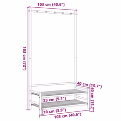 vidaXL Clothes Rack with Shelves Hall Coat Rack Clothes Stand Hat Rack Bamboo - Additional view 8