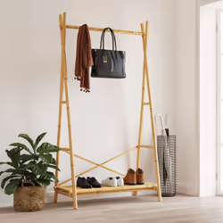 vidaXL Clothes Rack with Shelf Hallway Coat Rack Clothes Stand Hat Rack Bamboo