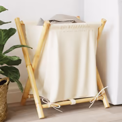 vidaXL Laundry Basket Wash Hamper Washing Basket Organiser Cream White Bamboo