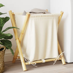 vidaXL Laundry Basket Wash Hamper Washing Basket Organiser Cream White Bamboo