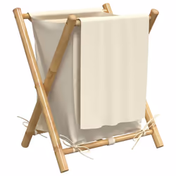 vidaXL Laundry Basket Wash Hamper Washing Basket Organiser Cream White Bamboo - Additional view 5