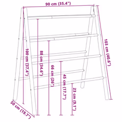 vidaXL Double Towel Ladder with 4 Rungs Towel Holder Blanket Towel Rack Bamboo - Additional view 3